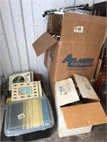 Lot of; box of Alaskan cookbooks, floor shoe holde