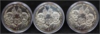 3 SILVER PROOF LIBERIA 5 DOLLAR COINS