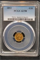 1853 PCGS AU58 GOLD DOLLAR