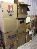 Large lot of 17 boxes of household items; water bo