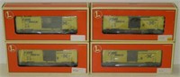 4x- Lionel O Gauge RailBox Boxcars, Yellow