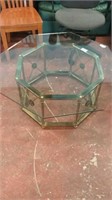 Metal and glass octagonal coffee table
