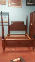 Queen size dark wood four poster bed frame