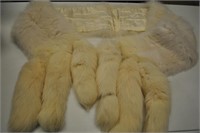 Fine Vintage White Fox Stole & Tails