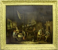 Oil on Canvas Dutch Tavern Scene