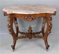Exceptional Victorian Marble Top Parlor Table