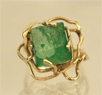 Custom 14K Gold and Natural Emerald Crystal