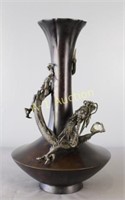 Rare Japanese Bronze Vase with Dragon