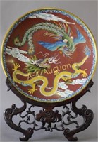 Chinese Cloisonne Charger on Stand
