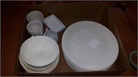 BOX OF WHITE DISHES