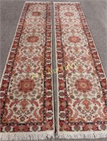 Two Matching Oriental Runners 13.9' x 2.9'