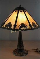 Vintage Slag Glass Overlay Table Lamp
