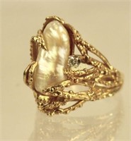 Custom 14K Gold with Biwa Pearl Ring