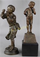 Two Bronze Figurines: Boys Smoking