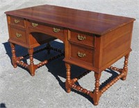 LEOPOLD STICKLEY CHERRY DESK WITH TURNED LEGS