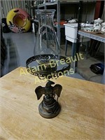 Large brass eagle electric oil lamp