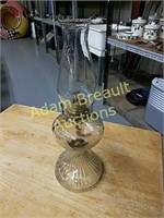 Large vintage clear glass oil lamp