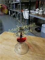 Large vintage clear glass oil lamp