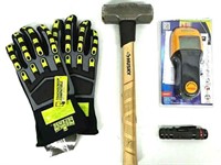 4lb Sledge Hammer, XL Gloves, Light & MultiScanner