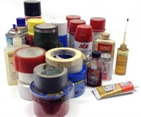 Box Of Spray Paint, Tape & Oils