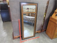 tall antique mirror with painting at top
