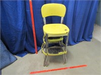 older cosco yellow kitchen stool with steps