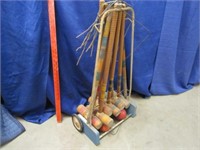 old croquet set on stand by south bend