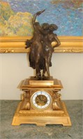 French Ormolu and Bronze Mantle Clock