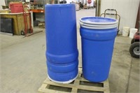 (4) 55-Gallon Food Grade Tapered Poly Barrel With