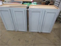 2 Painted Oak Cabinets with Towel/Shower Bar
