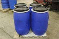 (4) 30-Gallon Food Grade Poly Barrels With