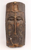 LARGE AFRICAN CARVED WOOD TRIPLE FACE MASK