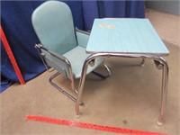 child's green table & chair - vintage