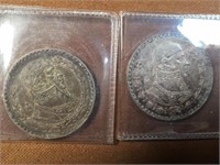 1958 AND 1966 SILVER MEXICO DOLLAR