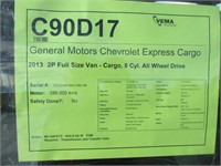 2013 CHEVROLET EXPRESS CARGO 1500 AWD 2 1GCSHAF45D