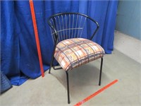 nice mid-century metal chair - plaid seat