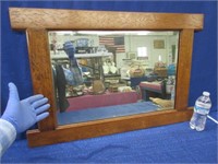antique oak framed wall mirror (arts & crafts)