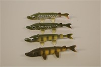 Lot of 4 Fish Spearing Decoys By Bear Creek Bait