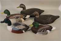 Lot of Five Duck Decoys, Molded by Dick Lancaster