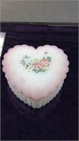Fenton frosted milk glass heart shaped box
