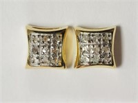Silver & Gold Plated Diamond(0.06ct)Earrings