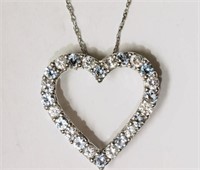 Sterling Silver Simulated Aquamarine Heart Shaped