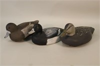 Lot of Three Molded Duck Decoys, Black Duck and