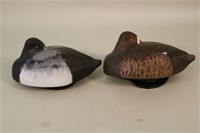 Pair of Drake and Hen Bluebill Duck Decoys,