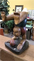 Unusual figural statue of wood of a man standing