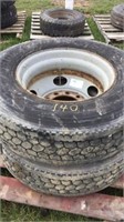 Pair of 22.5 Truck Tires and Wheels