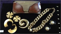 Group of costume goldtone jewelry including a