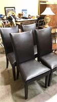 Set of four dining chairs with brown vinyl