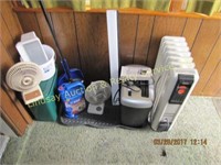 Paper shredder, 2 small desk fans, broom & dust