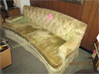 Vintage green curved couch 79"